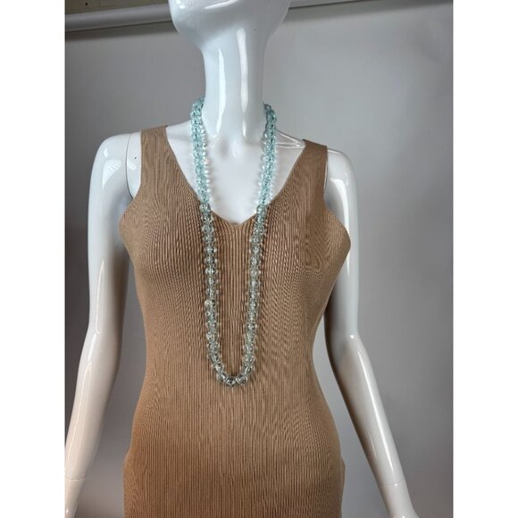 Vintage EsMor long single Strand Aqua Blue Faceted Glass Bead Necklace 18 Inches - Picture 8 of 16